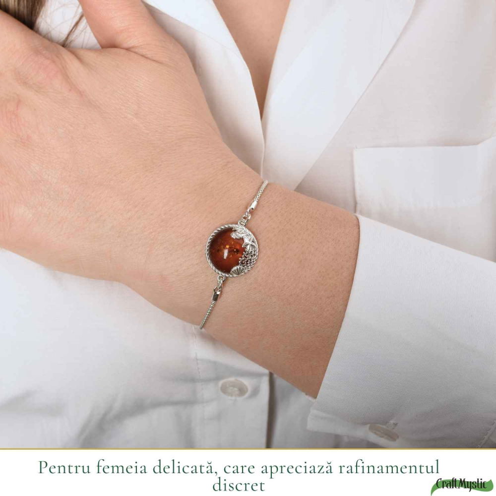 Bratara Argint 925 Rotunda cu Chihlimbar Natural – Energie Solara si Feminitate [2]
