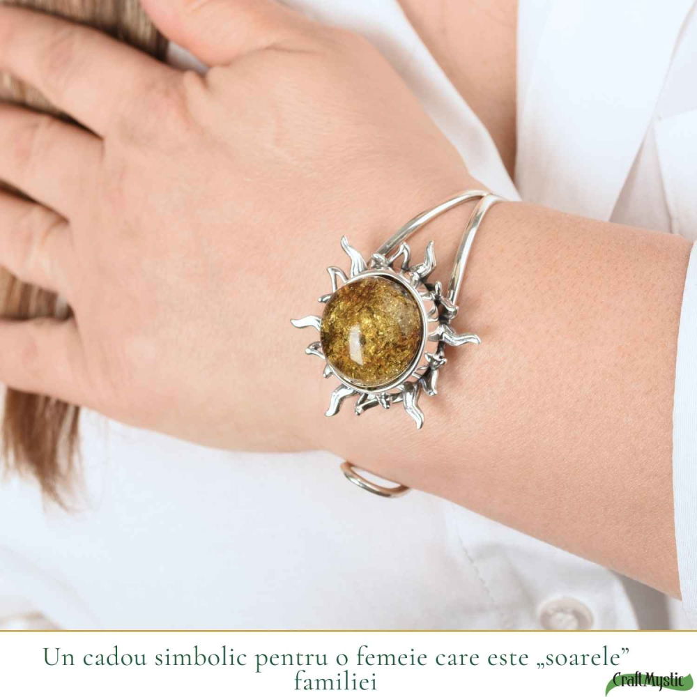 Bratara Argint 925 cu Chihlimbar Verde Soare – Energie si Vitalitate [2]