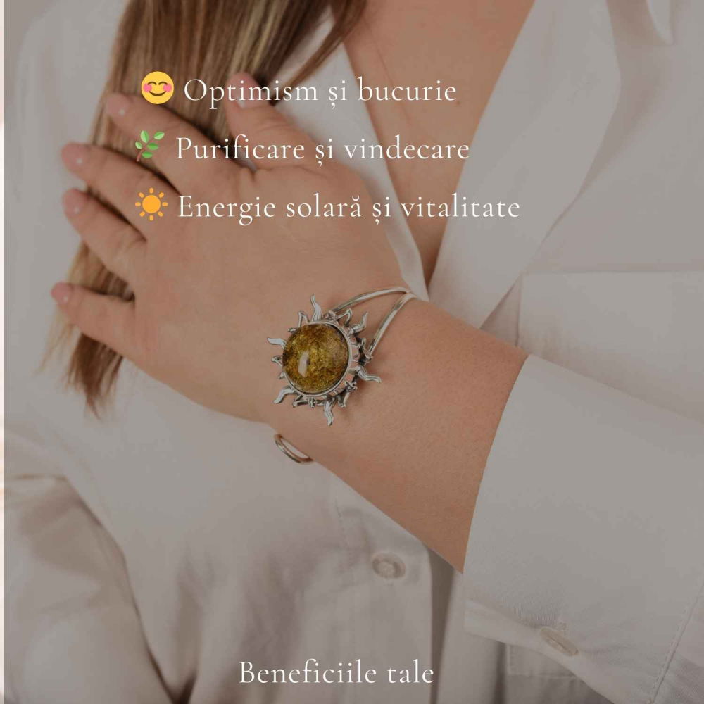 Bratara Argint 925 cu Chihlimbar Verde Soare – Energie si Vitalitate [3]