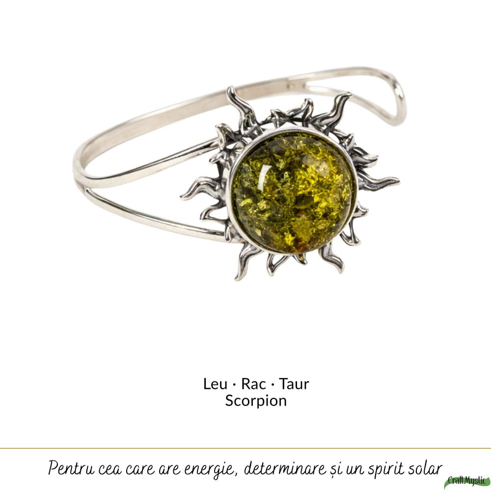 Bratara Argint 925 cu Chihlimbar Verde Soare – Energie si Vitalitate [5]