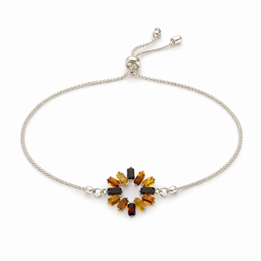 Bratara Argint 925 Floare cu Chihlimbar Multicolor Natural – Bucurie si Energie [1]