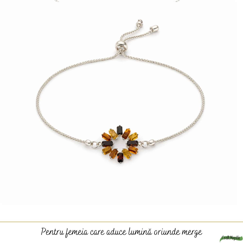 Bratara Argint 925 Floare cu Chihlimbar Multicolor Natural – Bucurie si Energie [5]