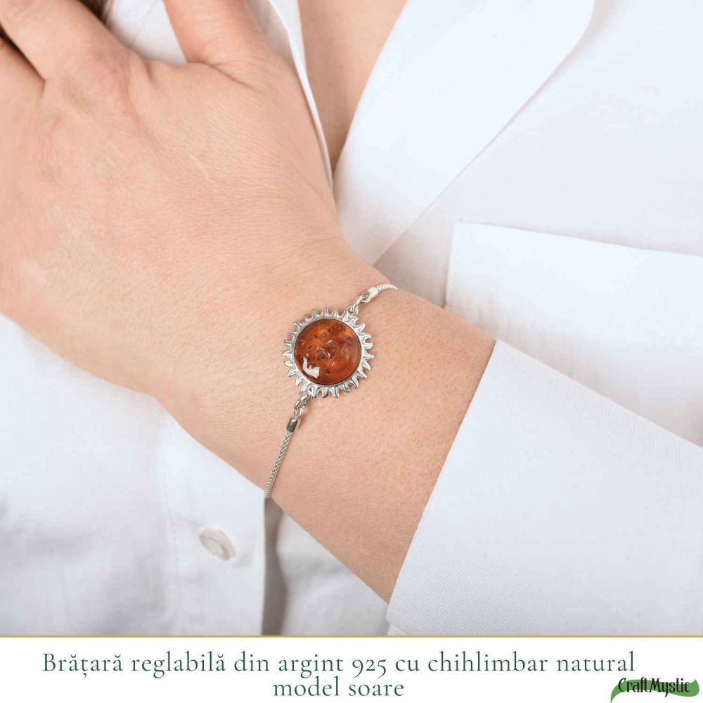 Bratara Argint 925 Soare cu Chihlimbar Natural – Vitalitate si Lumina [2]