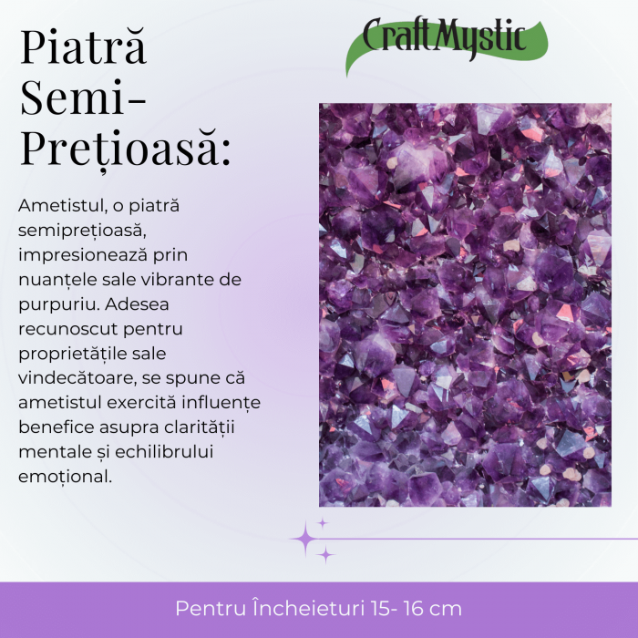 Bratara aurie din metal cu 3 pietre naturale de Ametist , beneficii energetice [6]