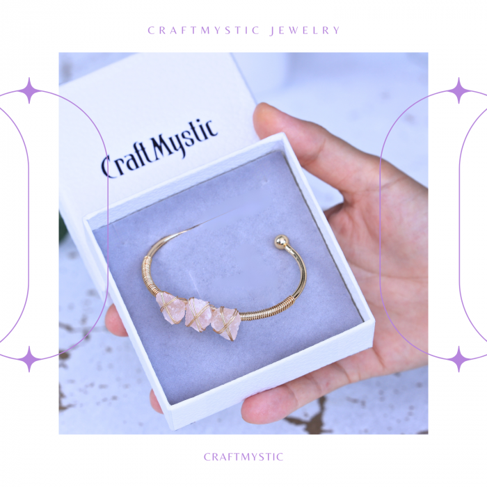  Bratara aurie cu 3 pietre ametist Cuart Roz - Iubire si armonie [5]