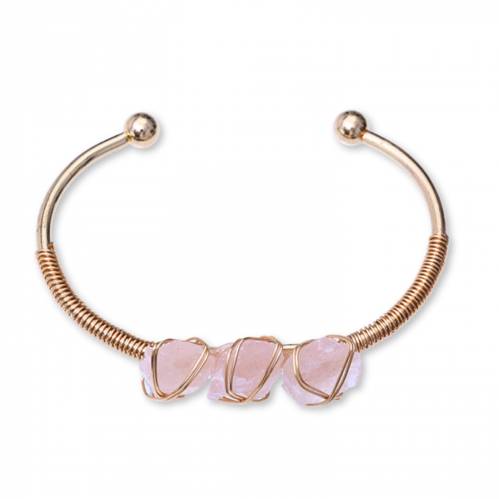  Bratara aurie cu 3 pietre ametist Cuart Roz - Iubire si armonie [9]