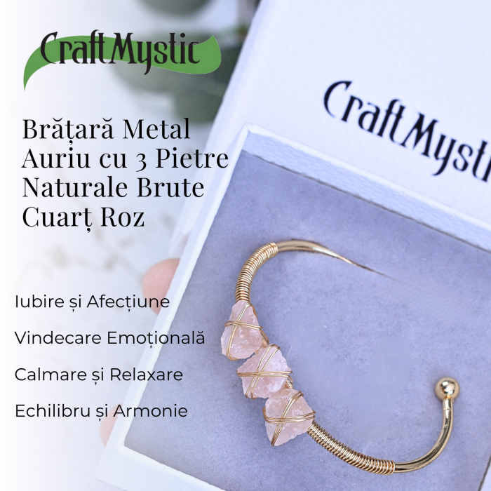  Bratara aurie cu 3 pietre ametist Cuart Roz - Iubire si armonie [7]