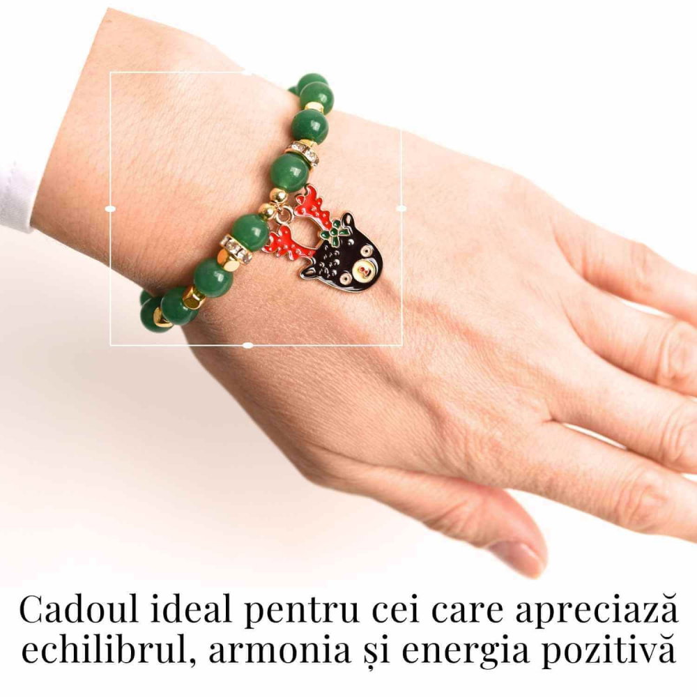 Bratara naturala Aventurin verde cu accesoriu mixt- armonie si noroc [2]