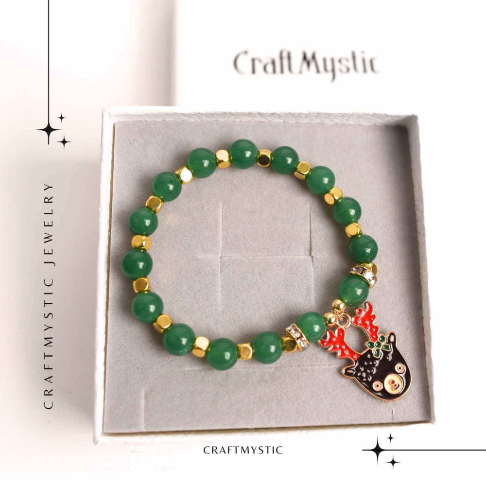 Bratara naturala Aventurin verde cu accesoriu mixt- armonie si noroc [7]