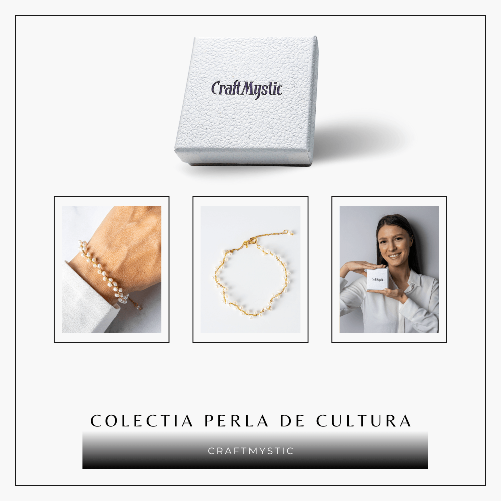 Bratara reglabila din perle de cultura si lant auriu– simbol al feminitatii pure [8]