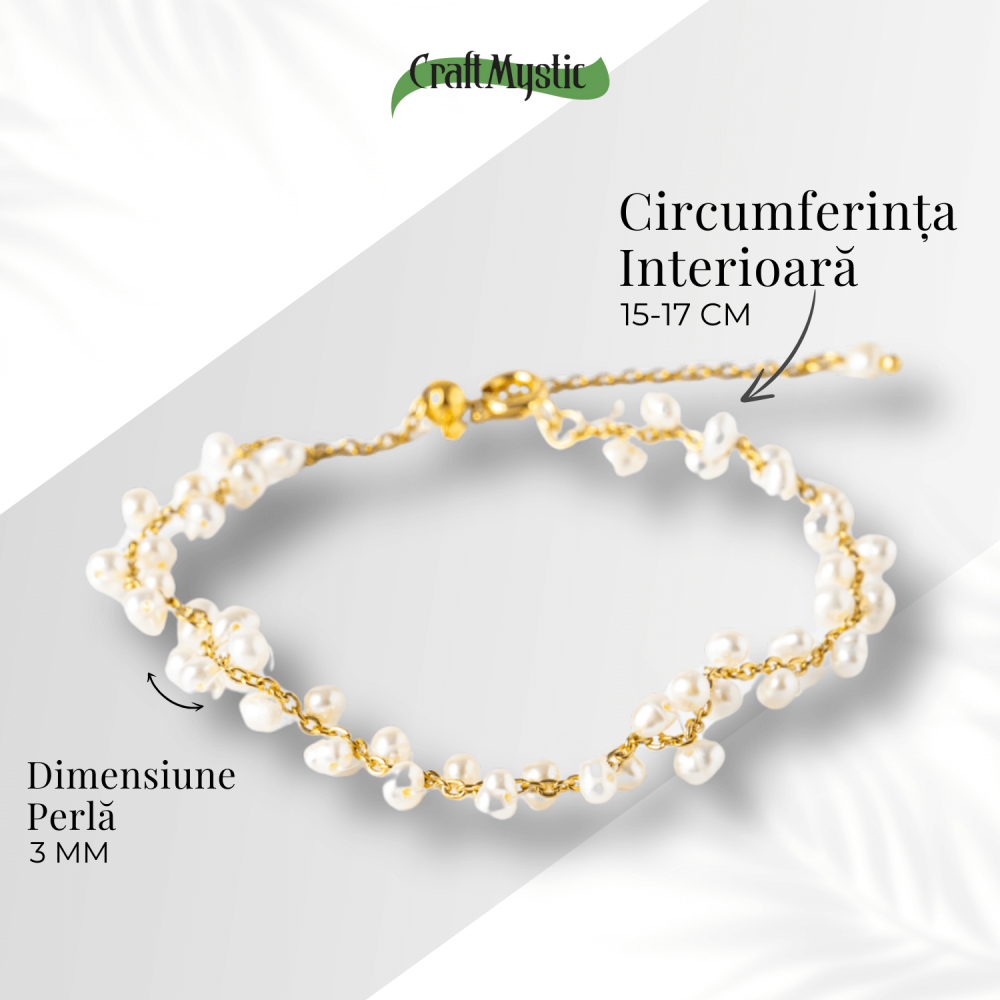 Bratara reglabila din perle de cultura si lant auriu– simbol al feminitatii pure [5]