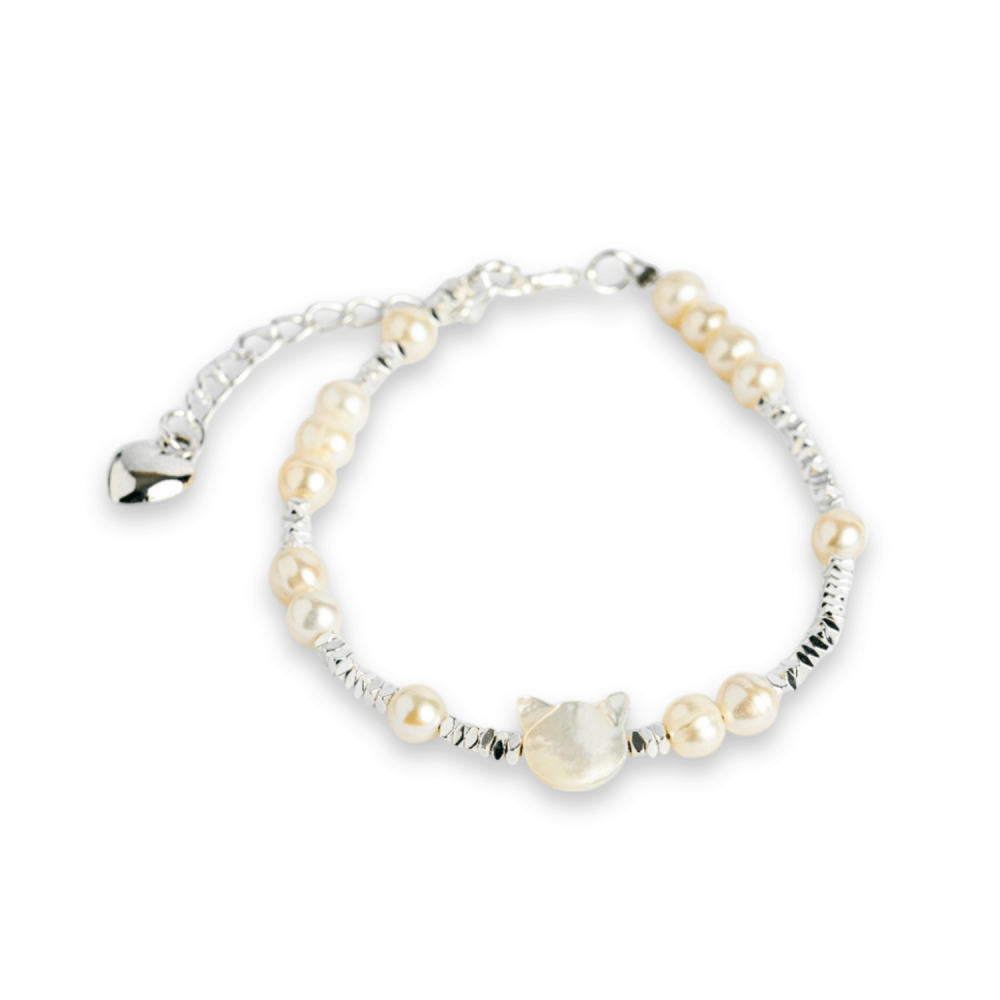 Feminina, fina si cu noroc – Bratara cu perle si pisicuta din scoica [9]