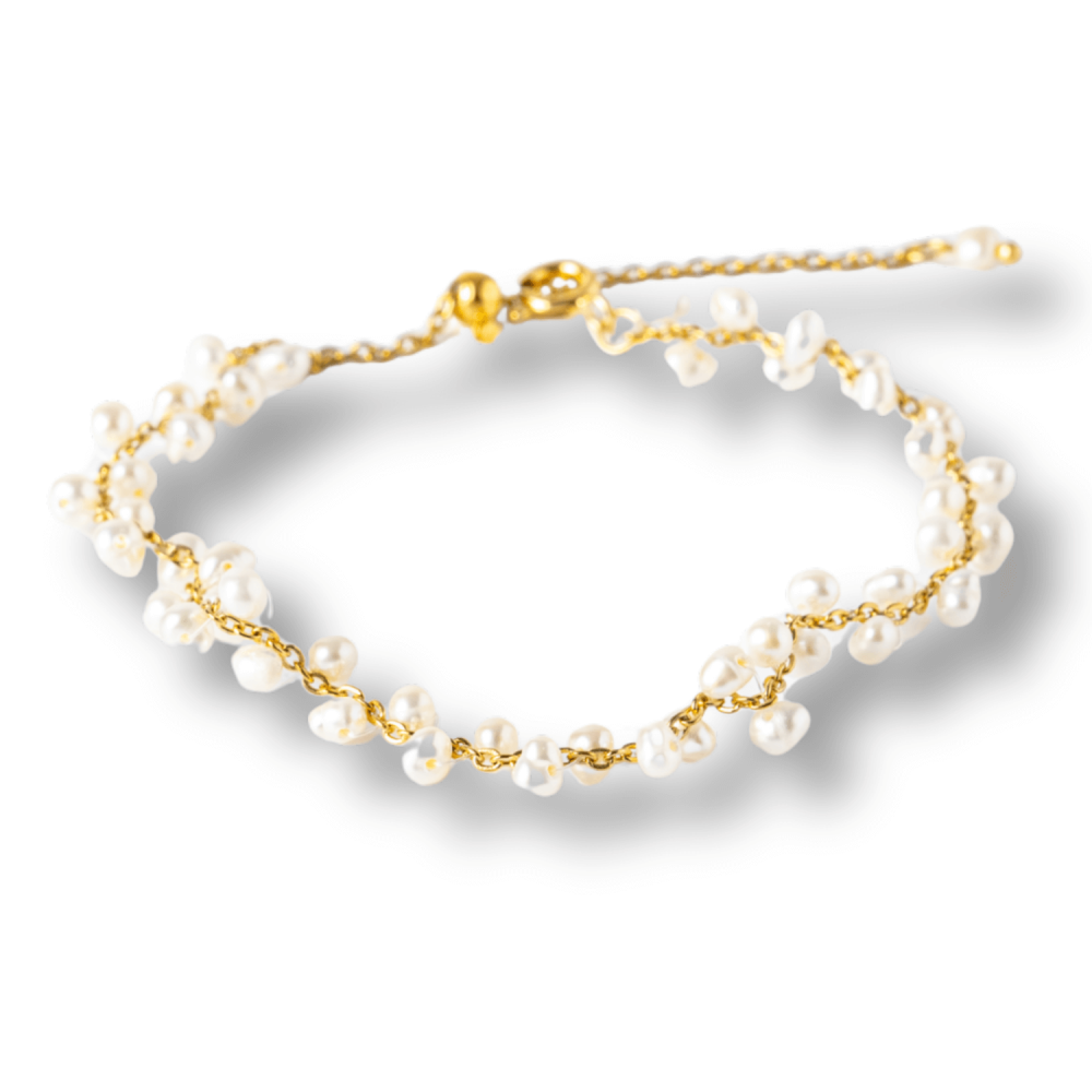 Bratara reglabila din perle de cultura si lant auriu– simbol al feminitatii pure [1]