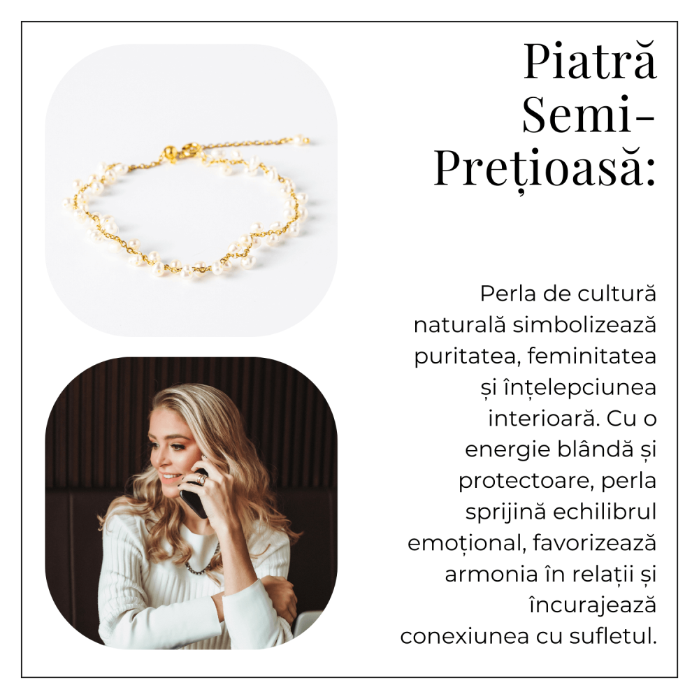 Bratara reglabila din perle de cultura si lant auriu– simbol al feminitatii pure [6]