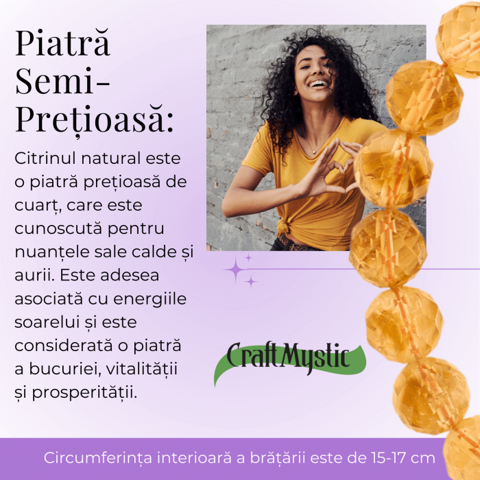 Bratara Elastica Radianta cu Citrin Fatetat de 8mm - Luminozitate si Abundenta [5]