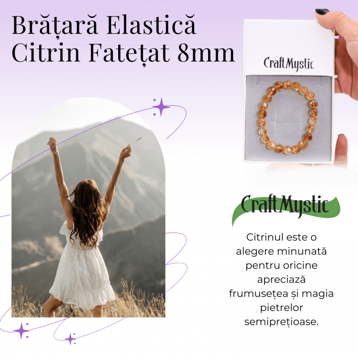 Bratara Elastica Radianta cu Citrin Fatetat de 8mm - Luminozitate si Abundenta [4]