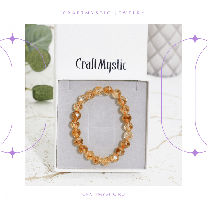 Bratara Elastica Radianta cu Citrin Fatetat de 8mm - Luminozitate si Abundenta [8]