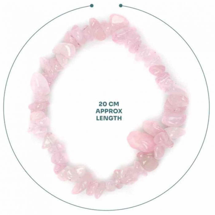 Bratara din cuart roz cu cristale cioplite in forma de chips-uri - Pietre naturale autentice cuart roz - Bratara elastica din cuart roz [5]