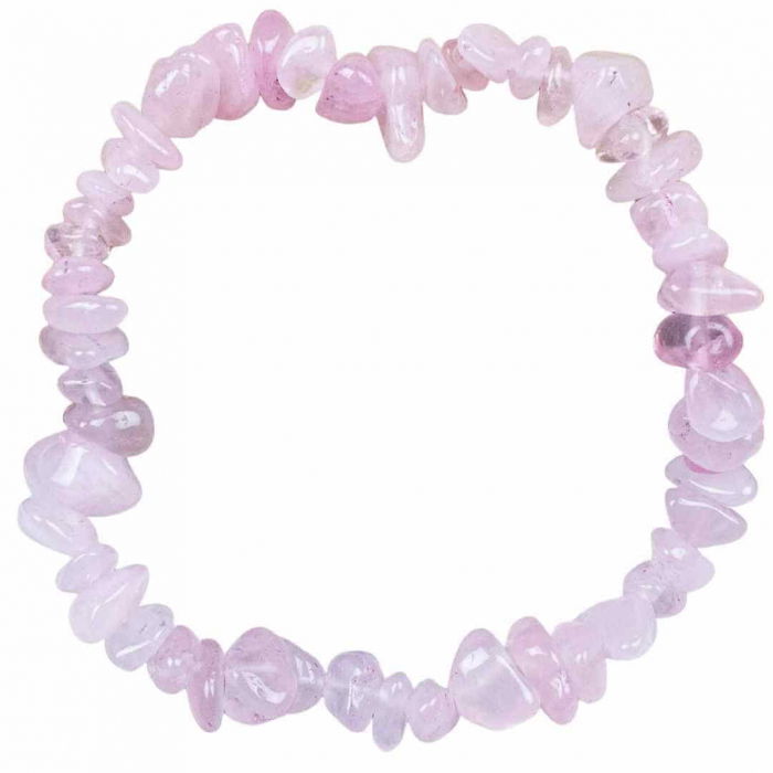 Bratara din cuart roz cu cristale cioplite in forma de chips-uri - Pietre naturale autentice cuart roz - Bratara elastica din cuart roz [1]