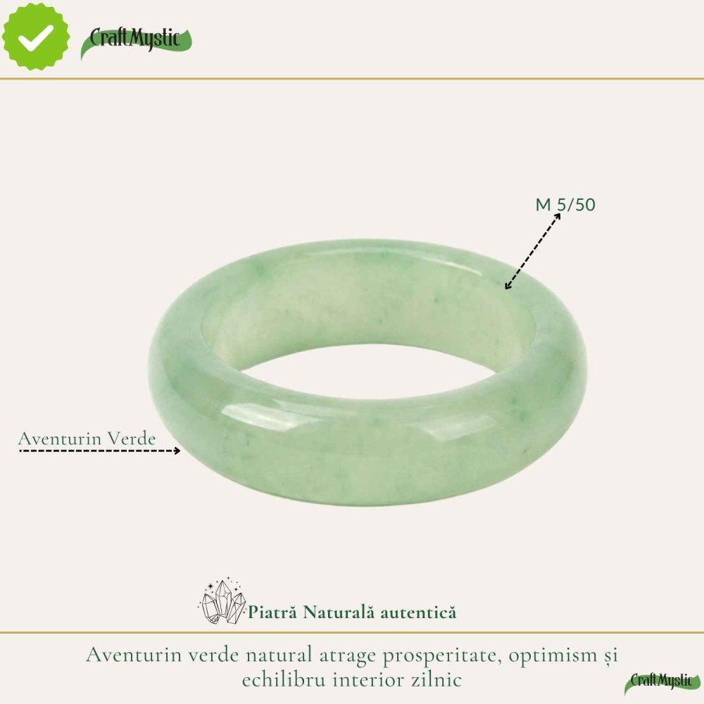 Inel cu Aventurin Verde Natural turnat – Noroc, Echilibru si Energie Pozitiva [4]