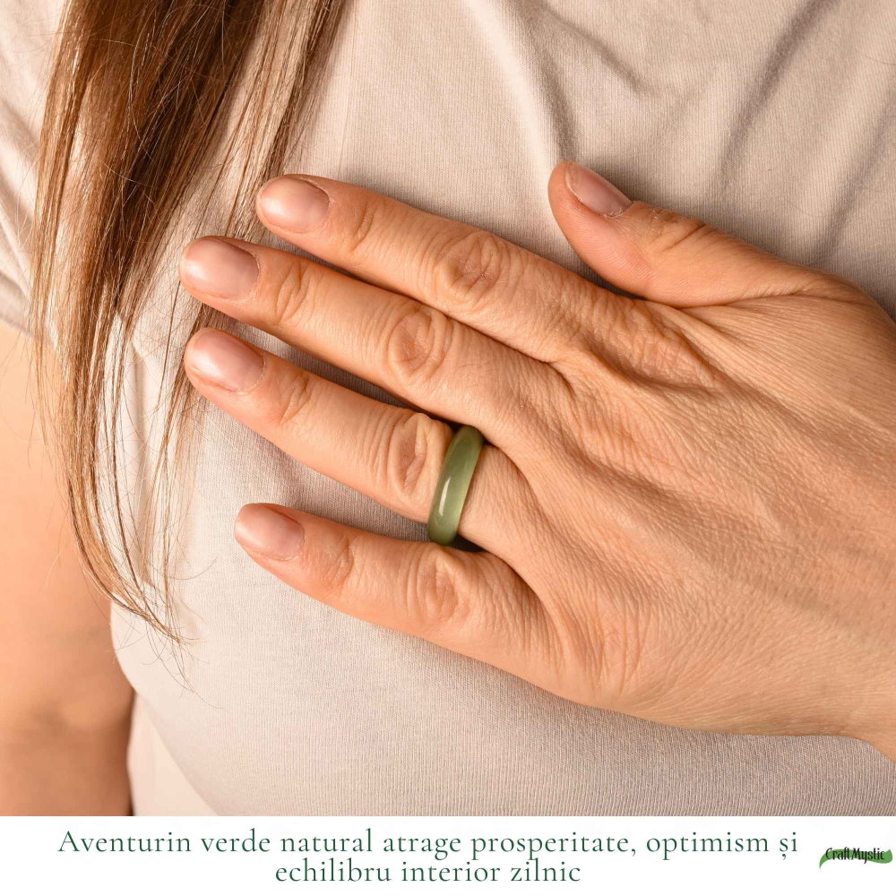 Inel cu Aventurin Verde Natural turnat – Noroc, Echilibru si Energie Pozitiva [2]