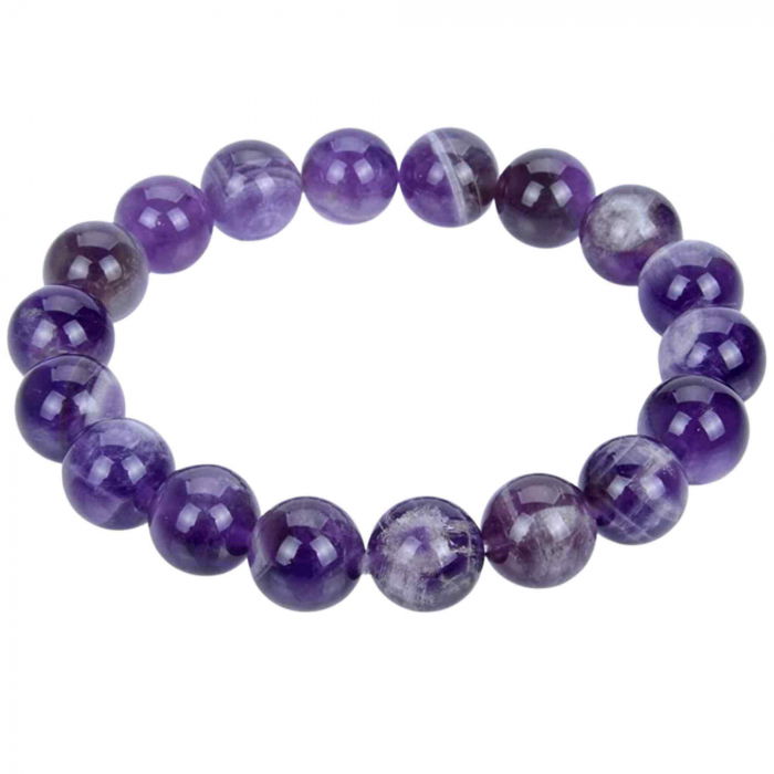 Bratara cu cristale 8mm semipretioase naturale Ametist - Pentru Femei si Barbati, Noroc, Echilibru, Reducerea Anxietatii [1]