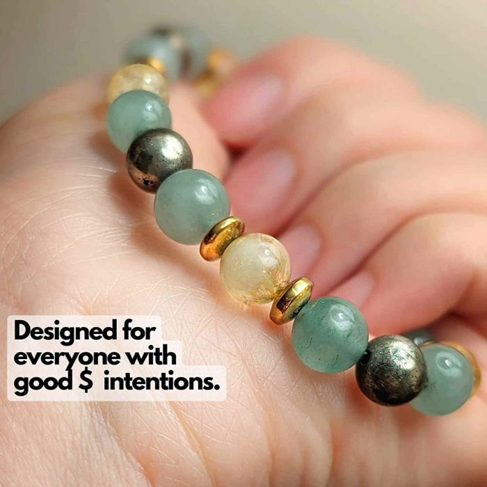 Bratara cu cristale naturale de citrin, pirita si verde aventurin de 8 mm - Bratara feng shui pentru meditatie, noroc, prosperitate [3]