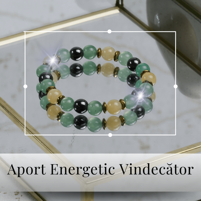 Bratara Elastica Energetizanta cu Margele 8mm din Citrin, Aventurin Verde si Hematit - Harmonie si Echilibru [6]
