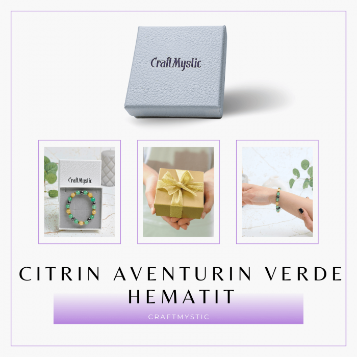 Bratara Elastica Energetizanta cu Margele 8mm din Citrin, Aventurin Verde si Hematit - Harmonie si Echilibru [9]