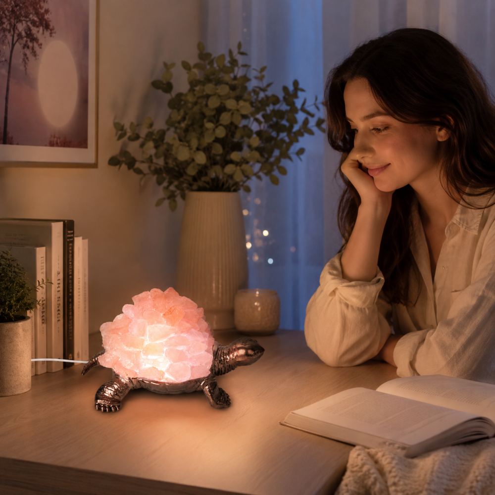 Lampa cu Cuart Roz Natural in Forma de Broasca Testoasa – Iubire si Armonie in Casa [3]