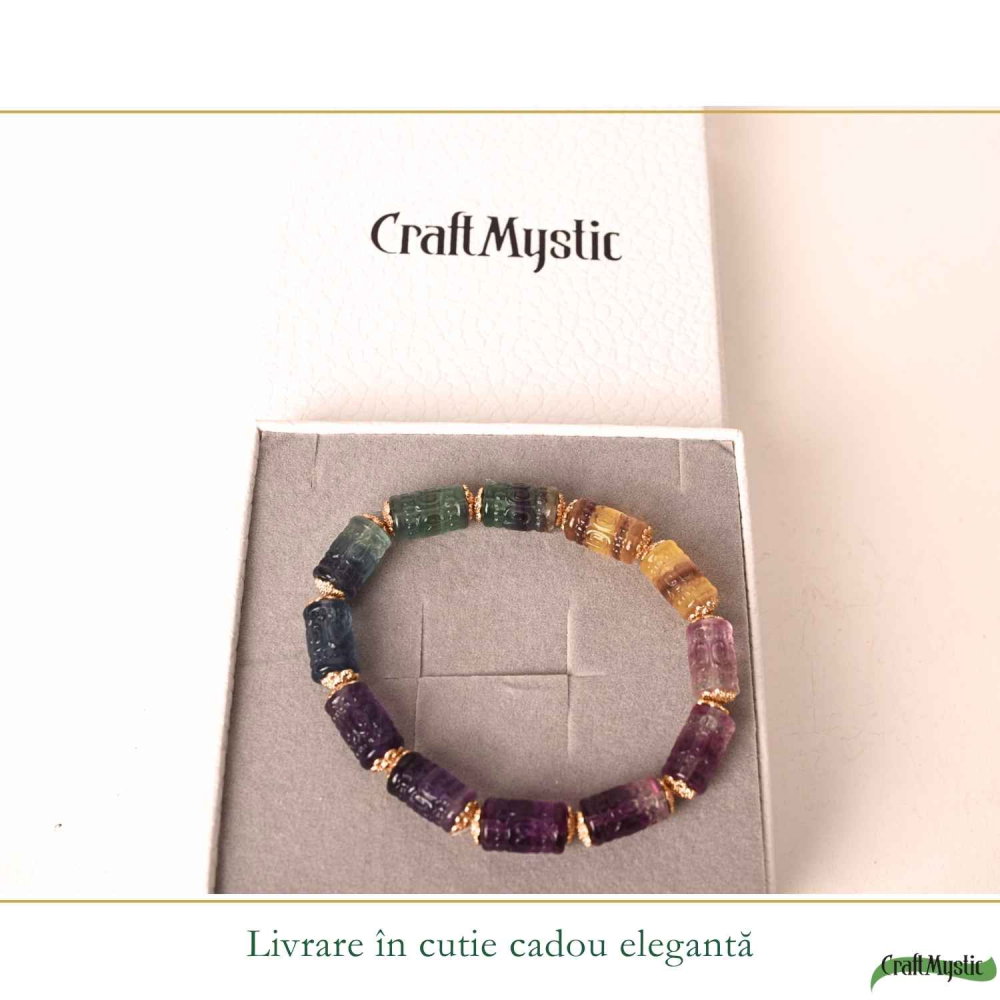 Bratara cu Fluorit Multicolor Natural – Claritate Mentala si Armonie [6]