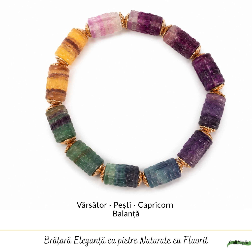 Bratara cu Fluorit Multicolor Natural – Claritate Mentala si Armonie [5]