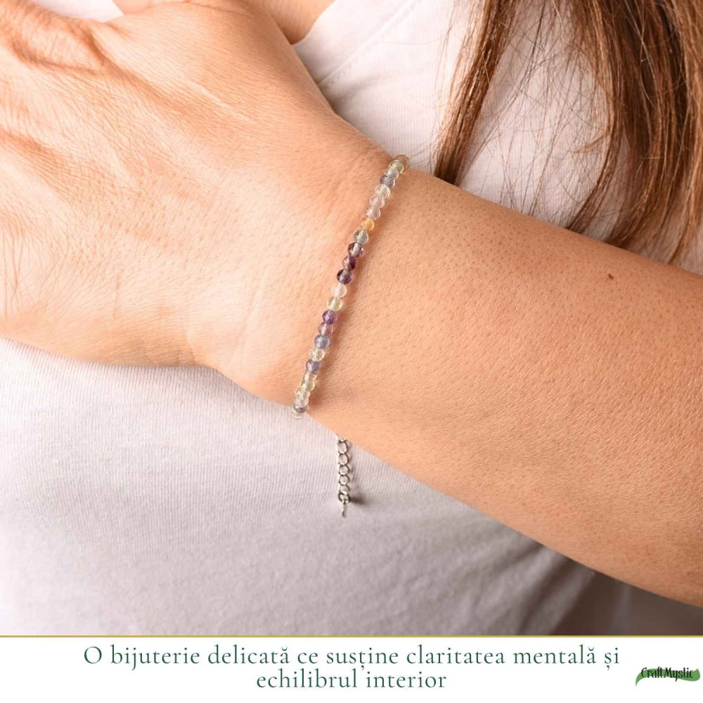 Bratara eleganta cu Fluorit Natural Fatetat 3 mm – Claritate Mentala si Echilibru Interior [2]