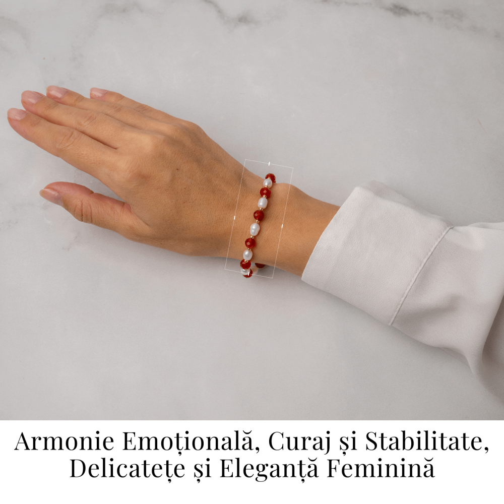 Bratara Agat Rosu si Perle Naturale – Energie, Eleganta si Armonie Feminina [2]