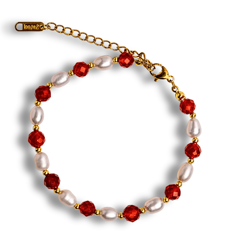 Bratara Agat Rosu si Perle Naturale – Energie, Eleganta si Armonie Feminina [1]