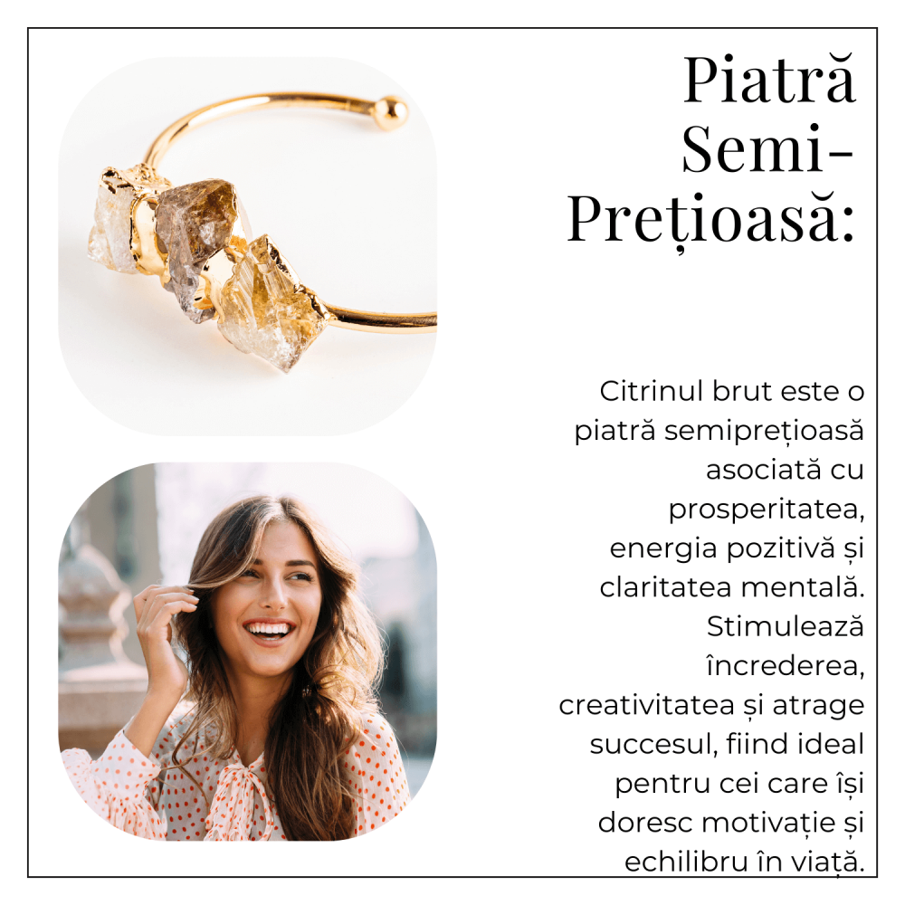 Bratara Aurie cu Triplu Citrin Brut – Energie Pozitiva & Prosperitate [6]