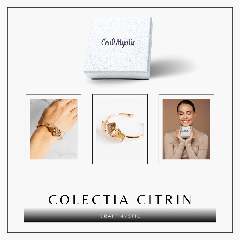 Bratara Aurie cu Triplu Citrin Brut – Energie Pozitiva & Prosperitate [7]