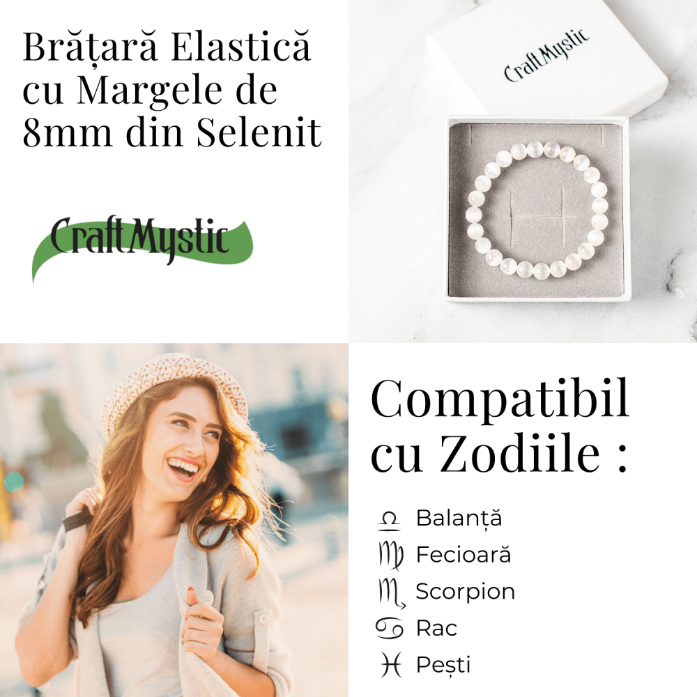 Bratara din Selenit Natural 8mm – Echilibru si Claritate [3]