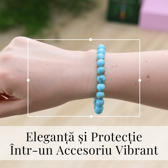 Bratara cu Margele 8mm din Turcoaz Magnesite Natural Tratat Termic [2]