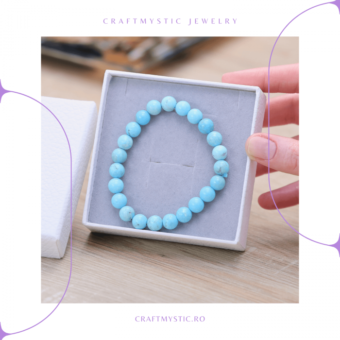 Bratara cu Margele 8mm din Turcoaz Magnesite Natural Tratat Termic [6]