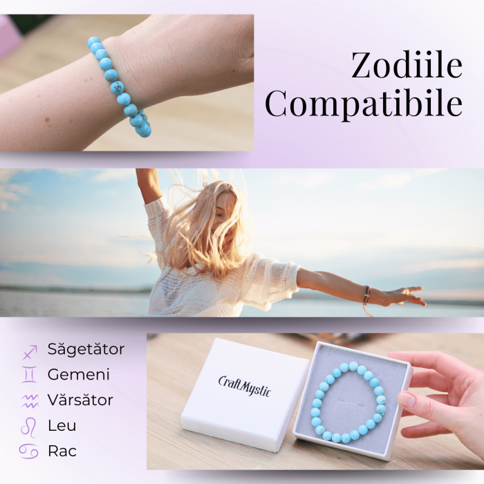 Bratara cu Margele 8mm din Turcoaz Magnesite Natural Tratat Termic [3]