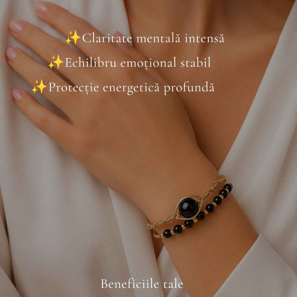 Bratara din Cupru cu Obsidian Natural – Protectie, Echilibru si Incredere [3]
