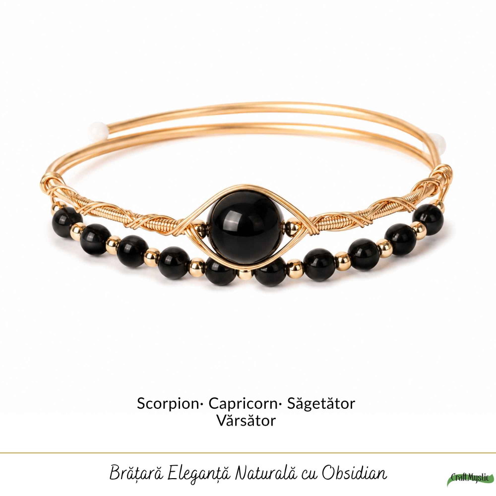 Bratara din Cupru cu Obsidian Natural – Protectie, Echilibru si Incredere [5]