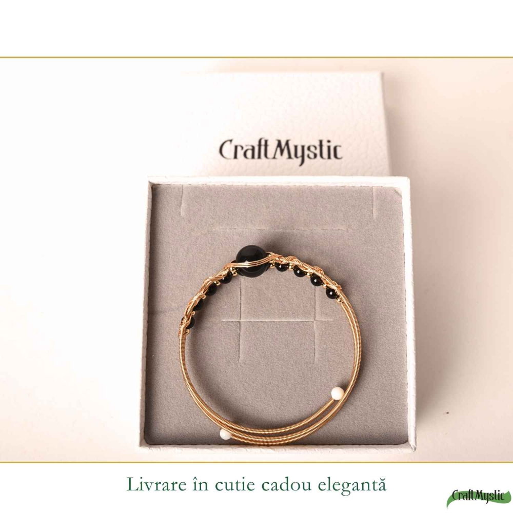 Bratara din Cupru cu Obsidian Natural – Protectie, Echilibru si Incredere [6]