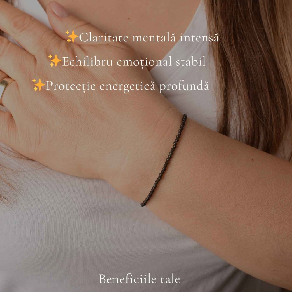 Bratara eleganta cu Obsidian Natural Fatetat 2 mm – Protectie si Echilibru Interior [3]