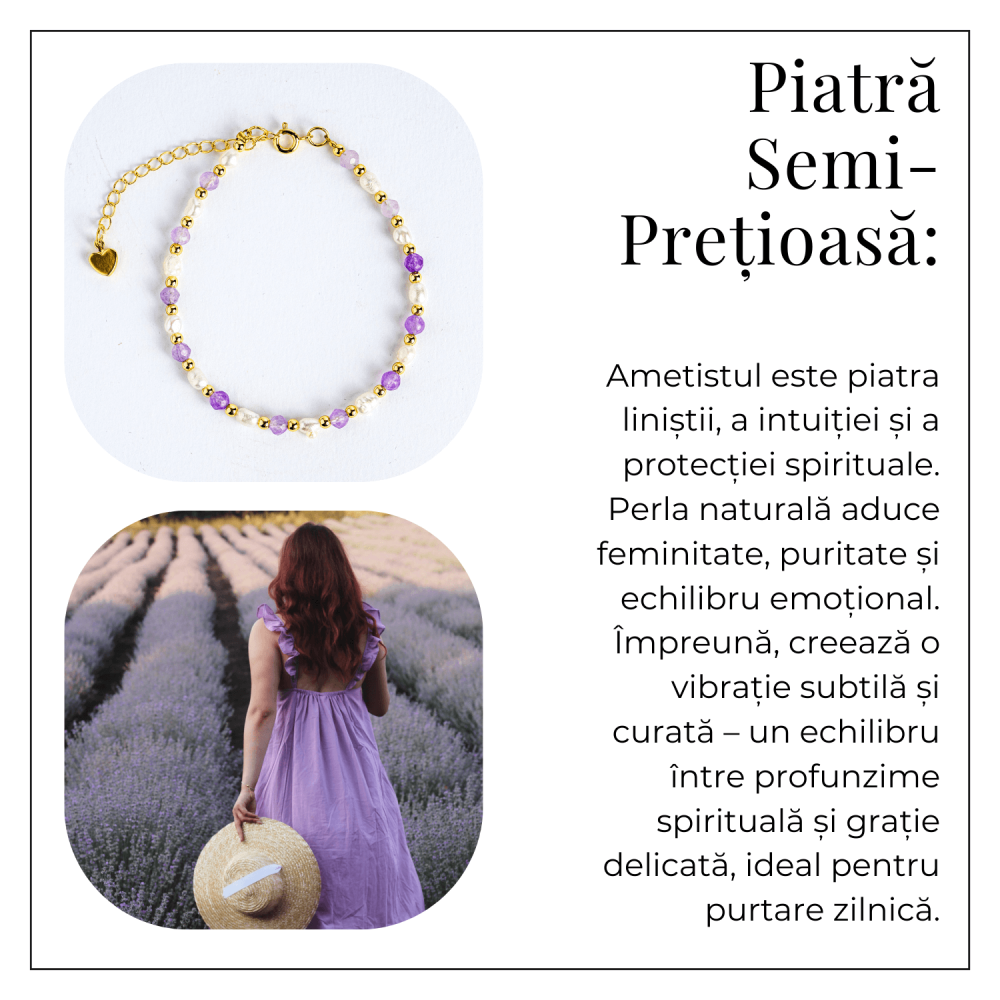 Bratara spirituala cu ametist 4mm si perle – Rafinament purtat zilnic [6]