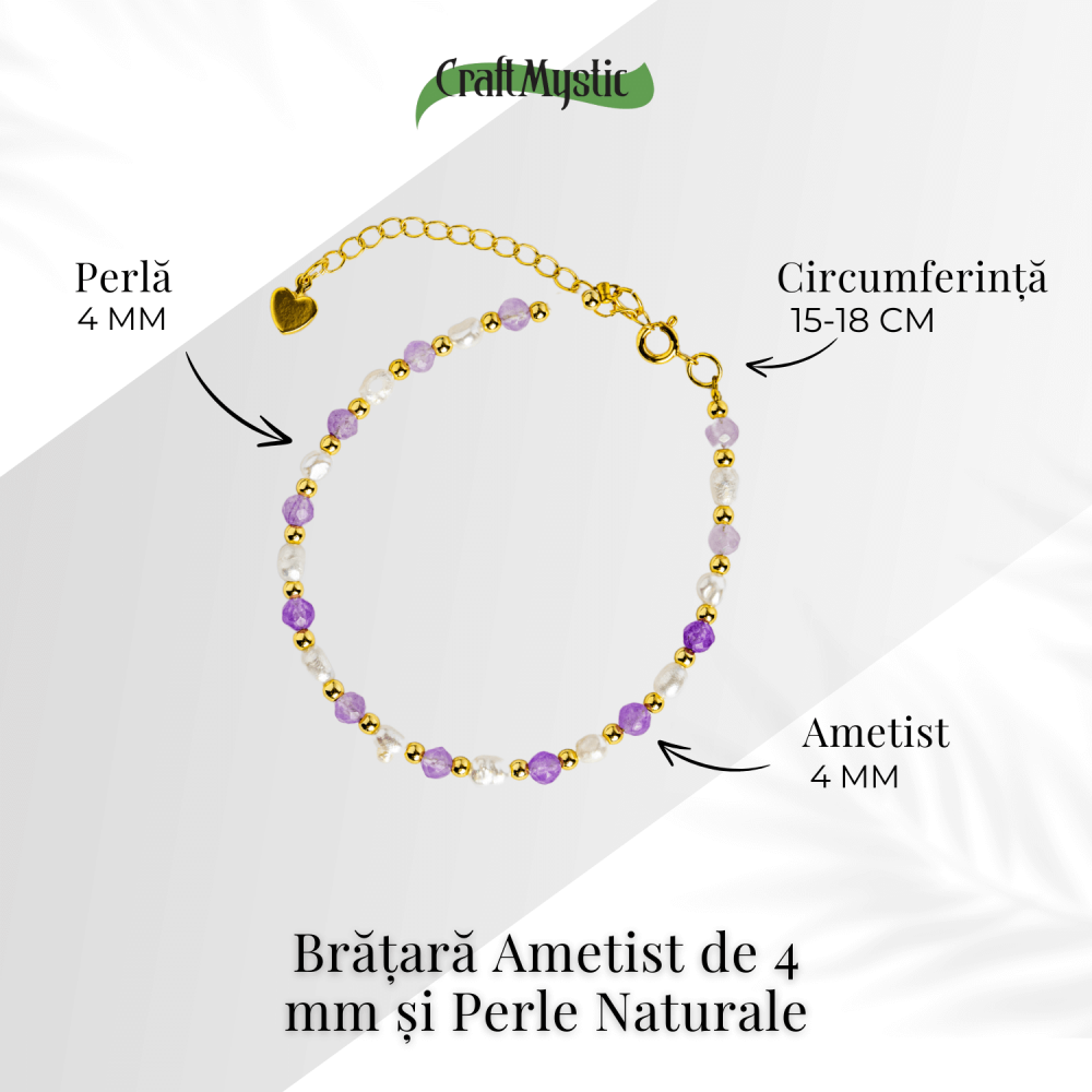 Bratara spirituala cu ametist 4mm si perle – Rafinament purtat zilnic [4]