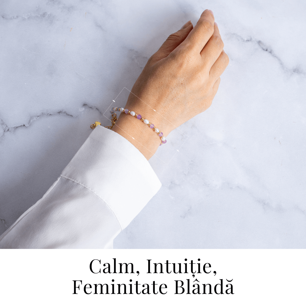 Bratara spirituala cu ametist 4mm si perle – Rafinament purtat zilnic [2]