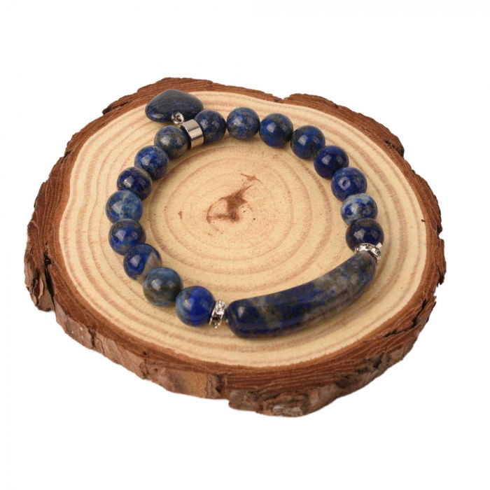 Bratara cu pietre semipretioase margele 8mm ochi de Lapis Lazuli: Calmarea stresului si a anxietatii [4]