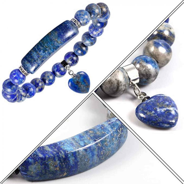 Bratara cu pietre semipretioase margele 8mm ochi de Lapis Lazuli: Calmarea stresului si a anxietatii [2]